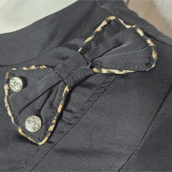 Vieste Jacket Dress, Black Maxi Length Coat with Shoulder Bow Accents, sz 42 - Picture 7 of 9